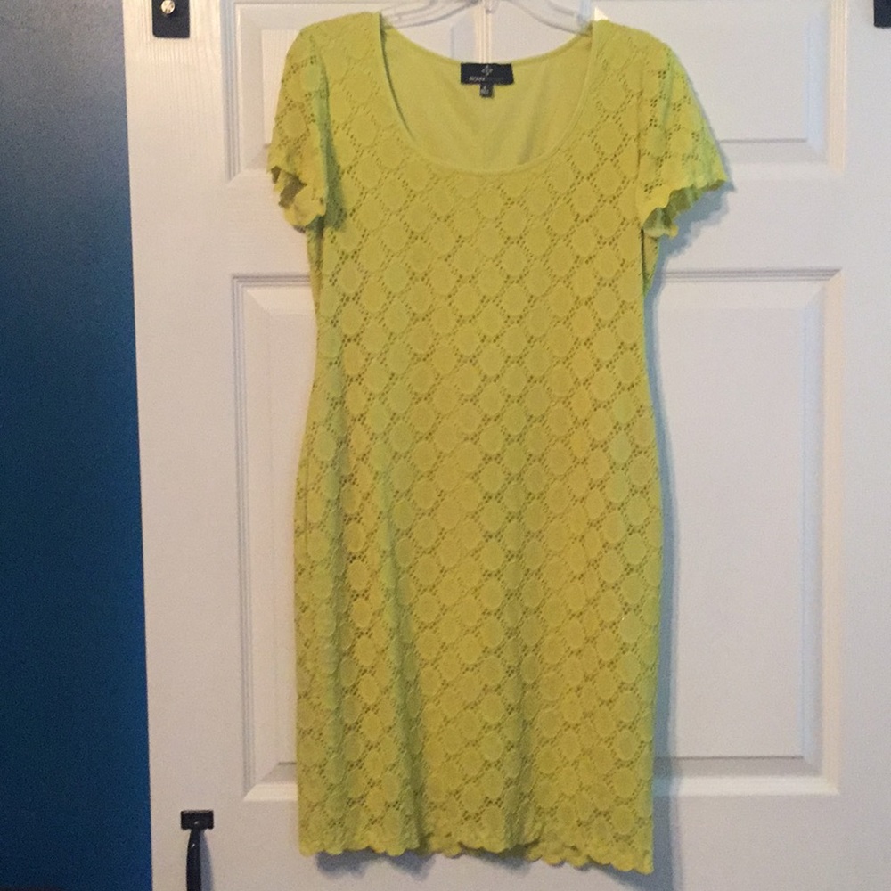 Ronni Nicole Lime Green Lace Dress
